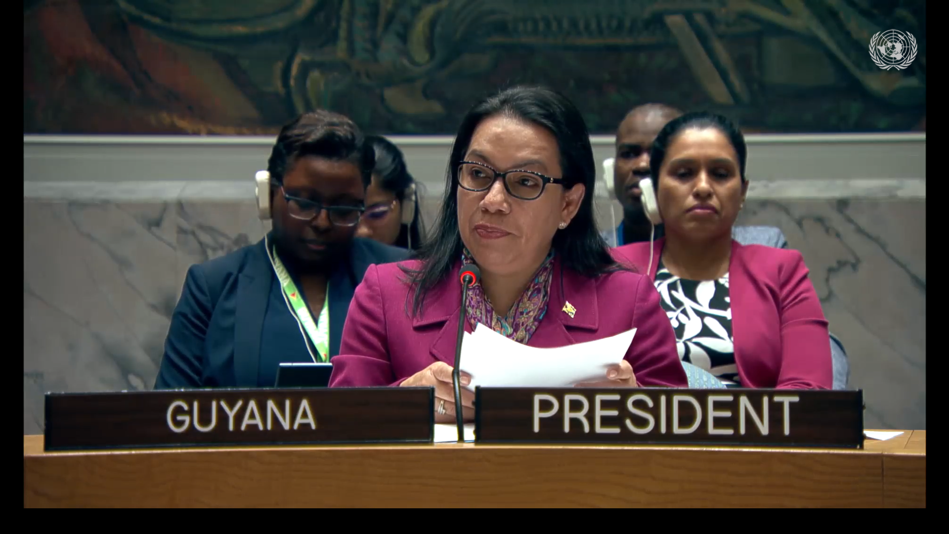 Amb. Carolyn Rodrigues Birkett delivering statement at UNSC Meeting on TIPS