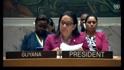 Amb. Carolyn Rodrigues Birkett delivering statement at UNSC Meeting on TIPS